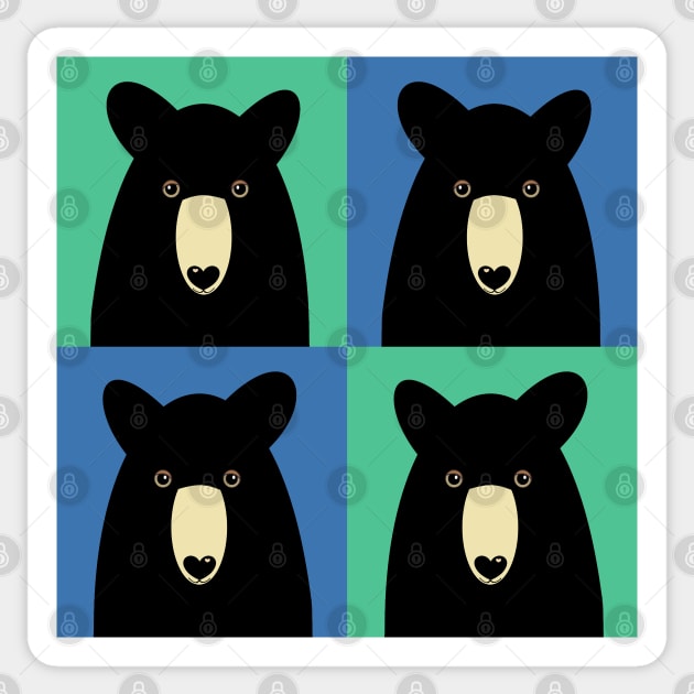 BLACK BEAR ON GREEN AND BLUE Sticker by JeanGregoryEvans1
